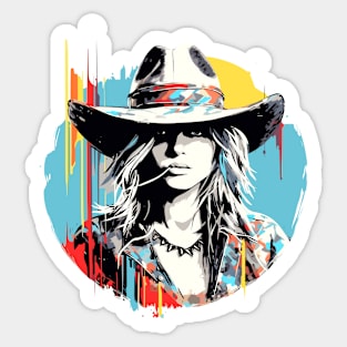 American Cowgirl Western Country Tradition Culture Abstract Sticker